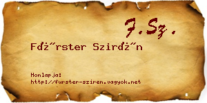 Fürster Szirén névjegykártya